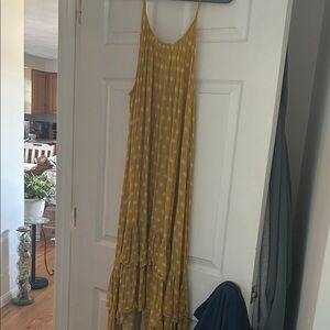 Universal Thread Mustard Yellow Polka Dot Tiered Maxi Dress